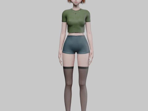 Cute anime girl V29315 3D Model