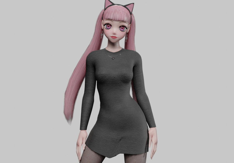 Cute Basic girl V29765 3D Model .c4d .max .obj .3ds .fbx .stl .blend 