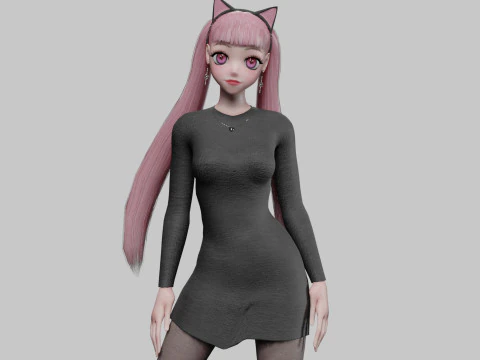 Cute Basic girl V29765 3D Model