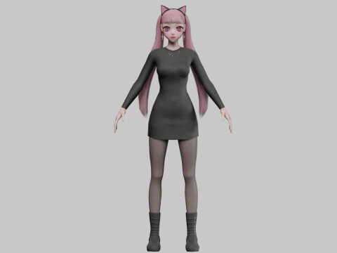 Cute Basic girl V29765 3D Model