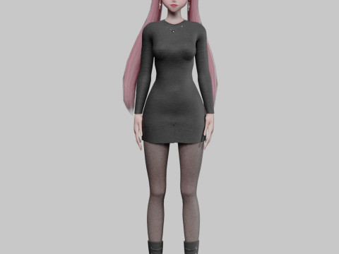 Cute Basic girl V29765 3D Model