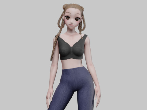 Cute Beautiful girl V38025 3D Model