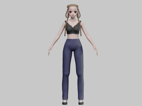 Cute Beautiful girl V38025 3D Model