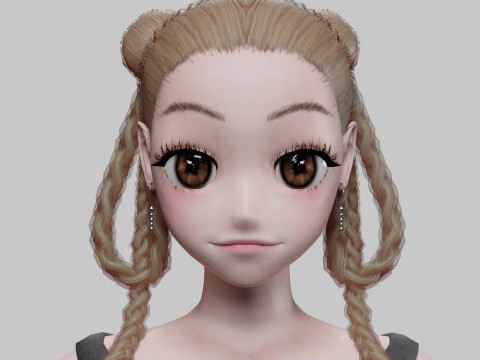 Cute Beautiful girl V38025 3D Model
