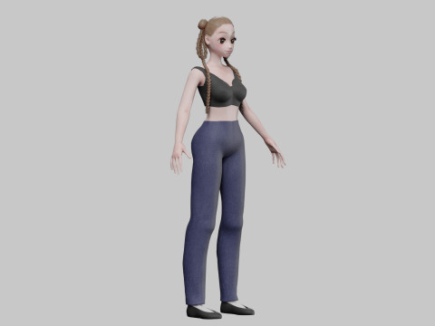 Cute Beautiful girl V38025 3D Model