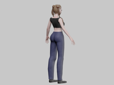 Cute Beautiful girl V38025 3D Model