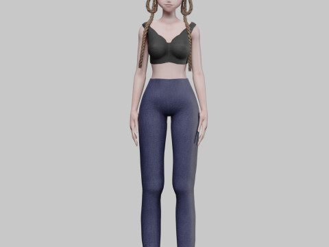 Cute Beautiful girl V38025 3D Model