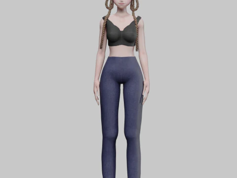 Cute Beautiful girl V38025 3D Model