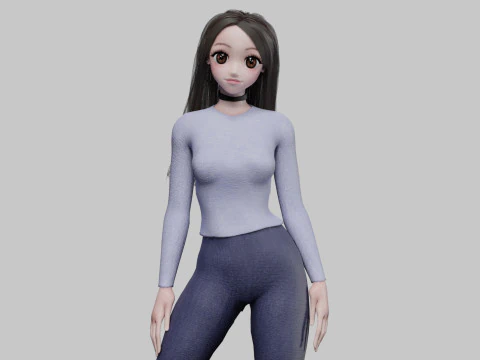 Linda chica de dibujos animados V32692 Modelo 3D