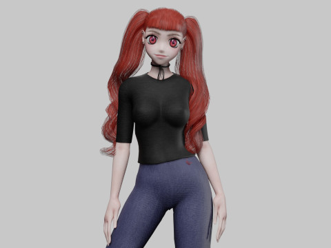 Cute cool girl V33714 Model 3D