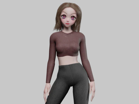 Симпатичная стилизованная девушка V35817 3D Модель