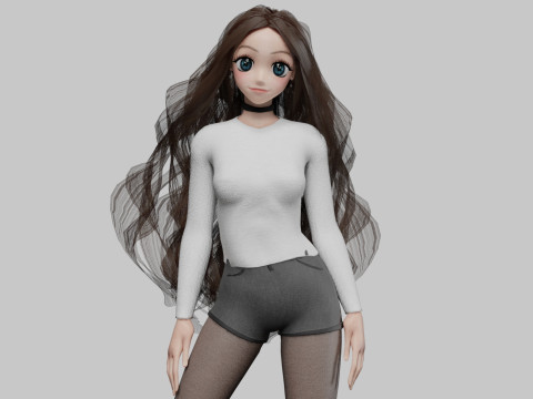 Cute Young girl V42741 3D Model