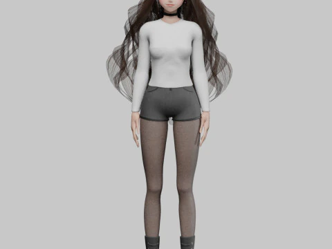 Cute Young girl V42741 3D Model