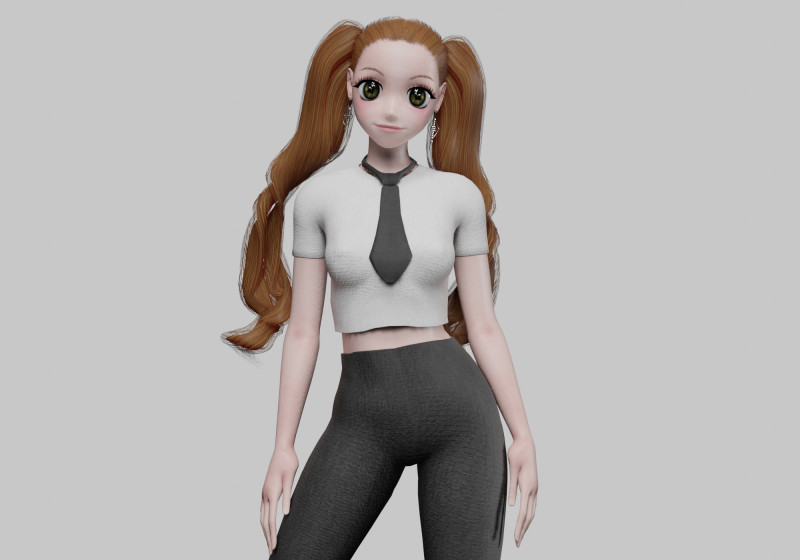 Standard anime girl V40580 3D Model .c4d .max .obj .3ds .fbx .stl .blend 