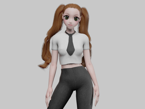 Standard anime girl V40580 3D Model