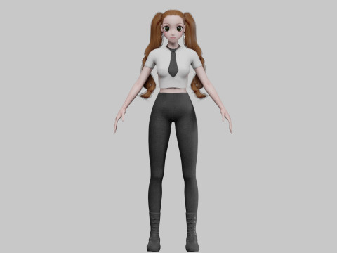Standard anime girl V40580 3D Model