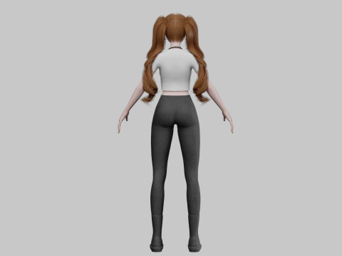 Standard anime girl V40580 3D Model