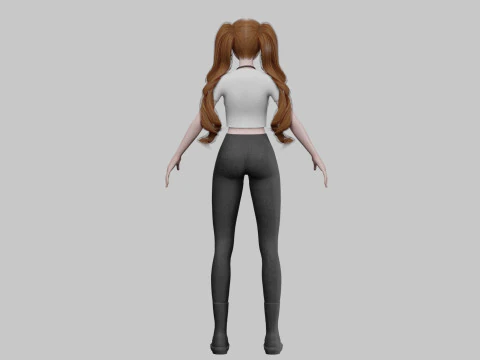 Standard anime girl V40580 3D Model