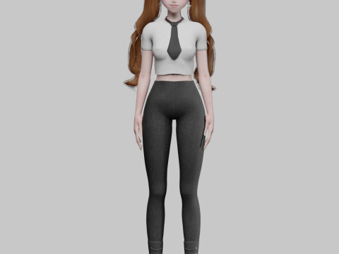 Standard anime girl V40580 3D Model
