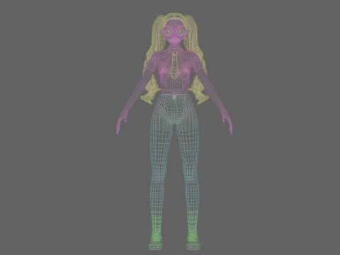 Standard anime girl V40580 3D Model