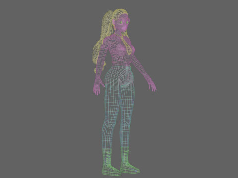 Standard anime girl V40580 3D Model