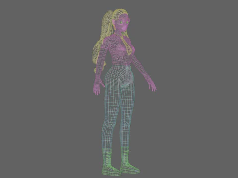 Standard anime girl V40580 3D Model