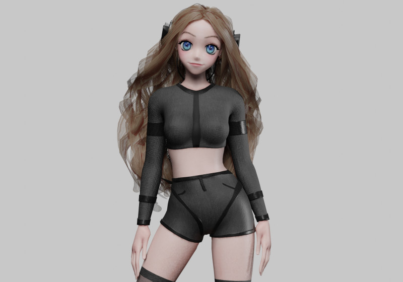 Stylized anime girl V44500 3D-Modell .c4d .max .obj .3ds .fbx .stl .blend 