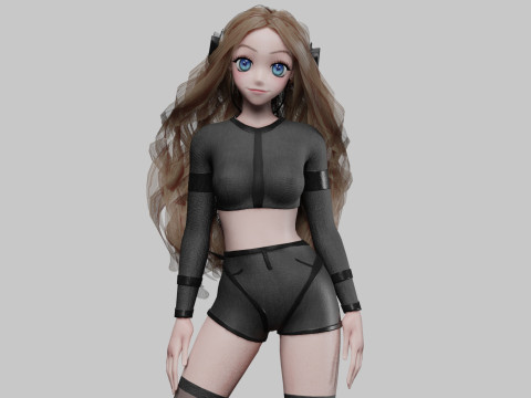 Stylized anime girl V44500 Model 3D