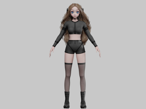 Stylized anime girl V44500 3D-Modell