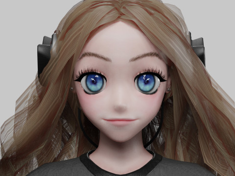 Stylized anime girl V44500 3D-Modell
