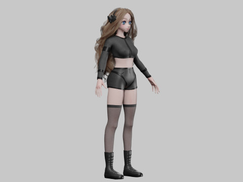 Stylized anime girl V44500 3D-Modell