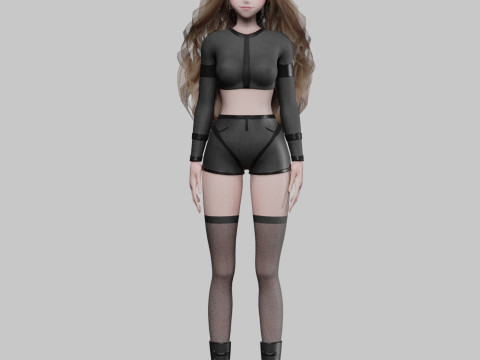 Stylized anime girl V44500 3D-Modell