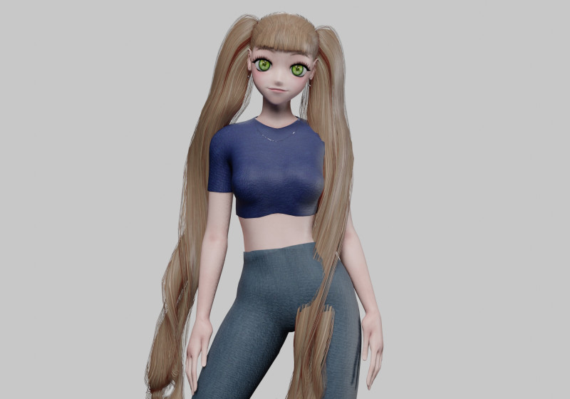 Stylized cute girl V36550 3D Model .c4d .max .obj .3ds .fbx .stl .blend 