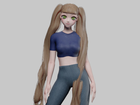 Stylized cute girl V36550 3D Model