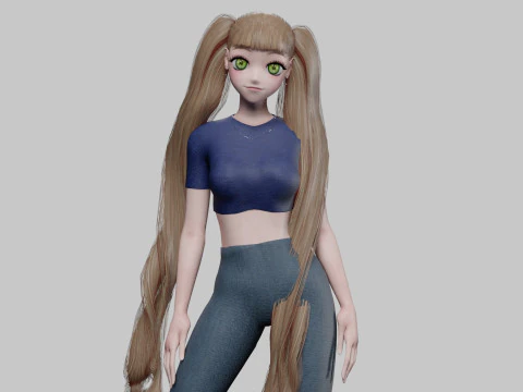 Стилизованная милая девушка V36550 3D Модель