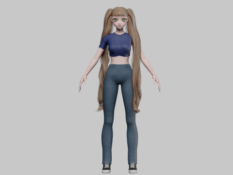 Stylized cute girl V36550 3D Model