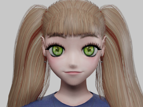 Stylized cute girl V36550 3D Model