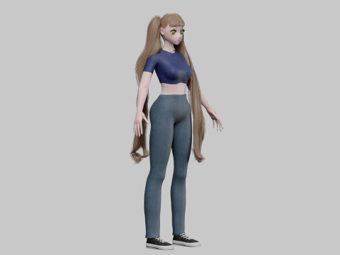 Stylized cute girl V36550 3D Model