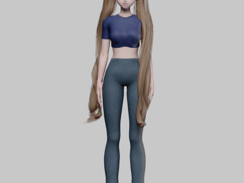 Stylized cute girl V36550 3D Model