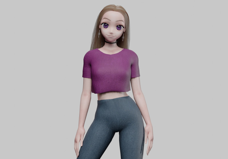 Sweet anime girl V31709 3D Model .c4d .max .obj .3ds .fbx .stl .blend 