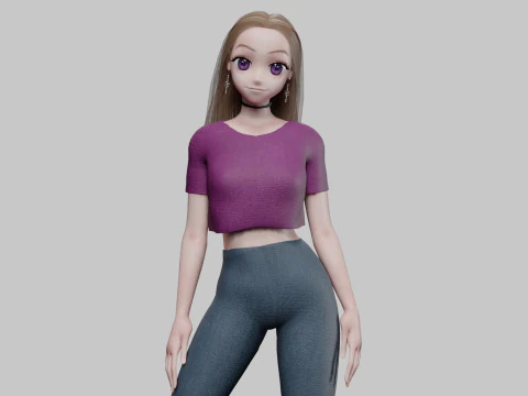 Sweet anime girl V31709 3D Model