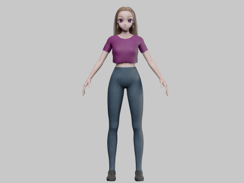 Sweet anime girl V31709 3D Model