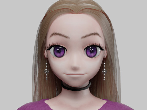 Sweet anime girl V31709 3D Model