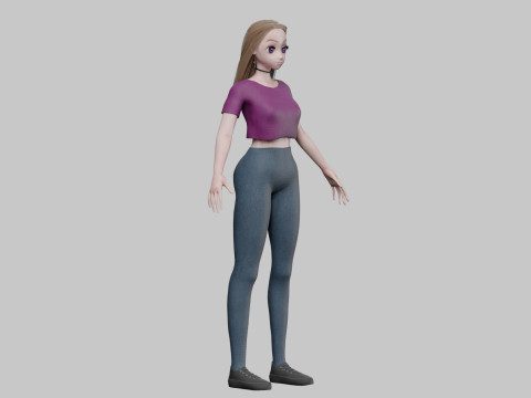 Sweet anime girl V31709 3D Model