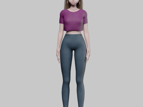 Sweet anime girl V31709 3D Model