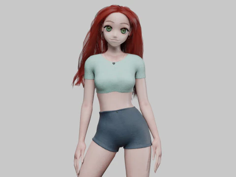 십대 애니메이션 소녀 V31062 3D 모델