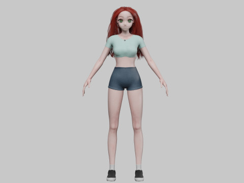 Teen anime girl V31062 3D Model