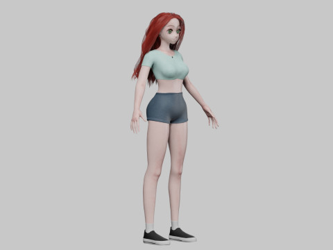 Teen anime girl V31062 3D Model