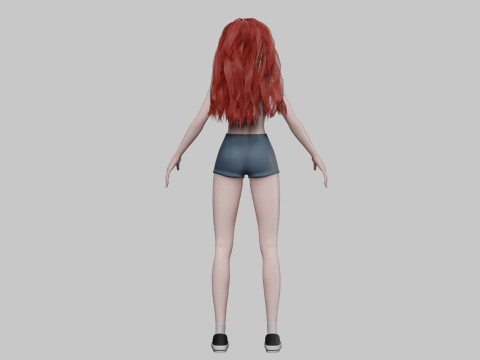 Teen anime girl V31062 3D Model