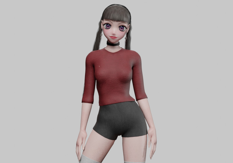 Young anime girl V30053 3D 模型 .c4d .max .obj .3ds .fbx .stl .blend 